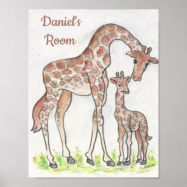 Affiche Giraffe et son veau (Devant)