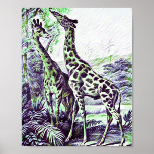 Affiche Giraffe forestière