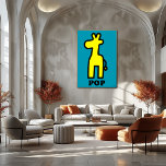 Affiche Giraffe Jaune Pop Art Gras Carton Silhouette<br><div class="desc">Cette affiche pop art de girafe jaune montre une silhouette audacieuse sur un arrière - plan turquoise. Avec des contours épais et un style ludique, il fait partie de la collection Pop Animal, parfait pour les chambres pour enfants, les intérieurs modernes, ou les amateurs d'art pop.</div>