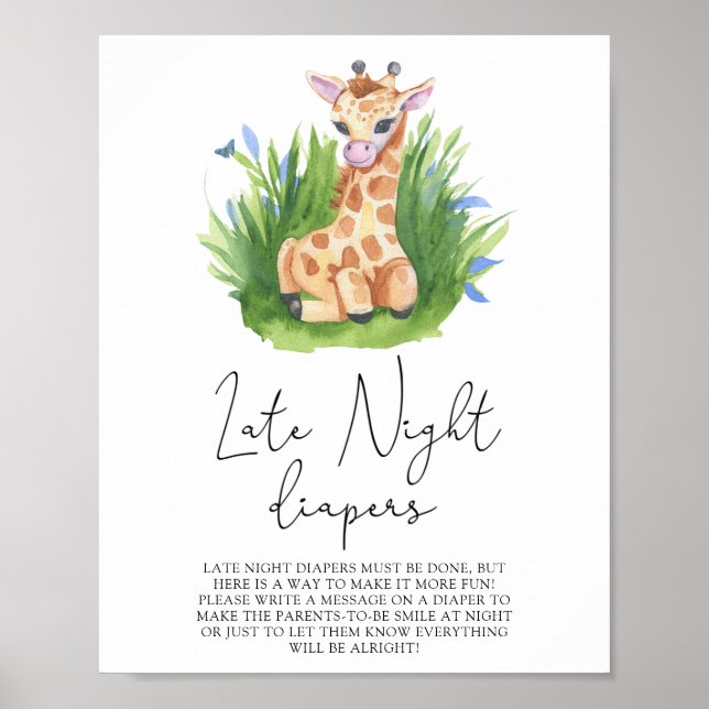Affiche Giraffe \ Jeu de couches de nuit (Devant)