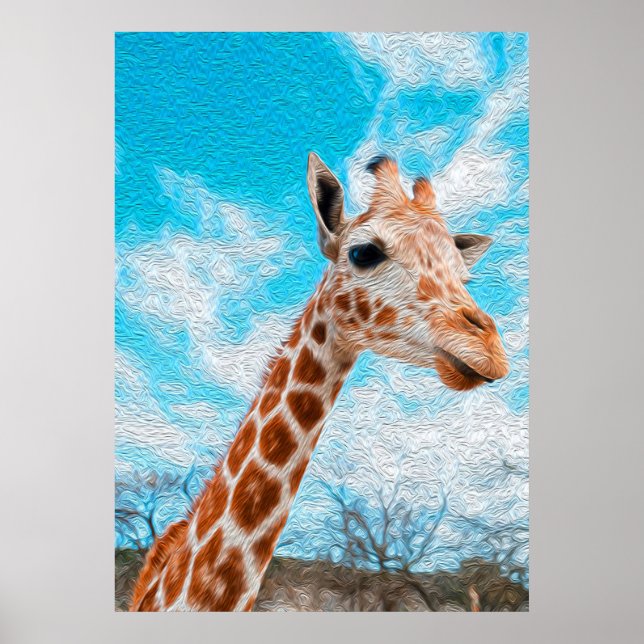 Affiche Giraffe Lover Giraffe Art Aquarelle (Devant)