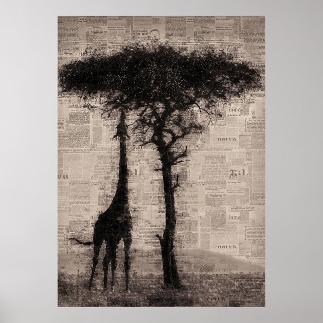 Affiche Giraffe Lover Giraffe Newspaper Art (Devant)