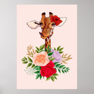 Affiche Giraffe Lover Giraffes Africa And Flower