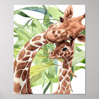 Affiche Giraffe Maman & Bébé