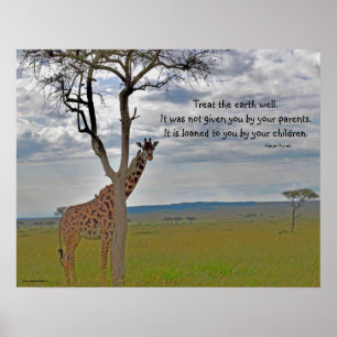 Affiche Giraffe Masai Mara, Proverbe kenyan