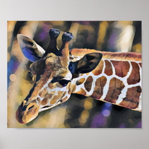Affiche Giraffe Peinture art Vintage