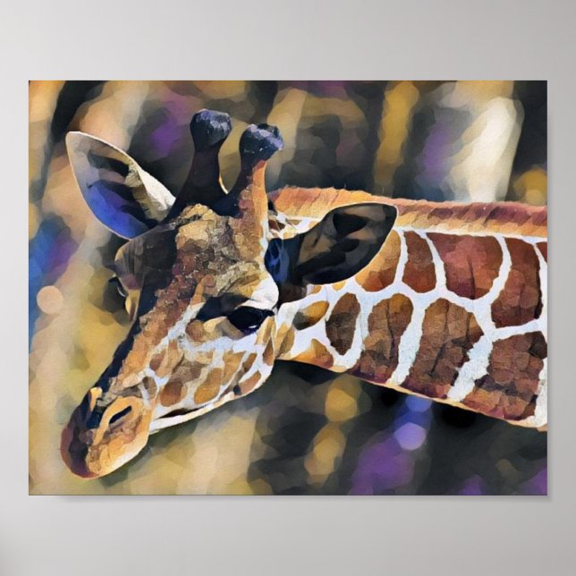 Affiche Giraffe Peinture art Vintage (Devant)