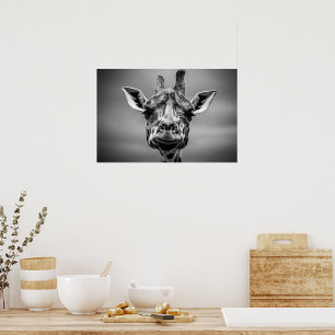 Affiche Giraffe Photographie Noir Et Blanc Art