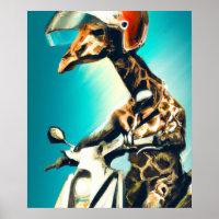 Giraffe portant un casque sur moto Art moderne AI