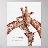 Giraffe Portrait de famille, Nursery New Born Wall