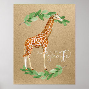 Affiche Giraffe Safari Gender Neutral Nursery Art