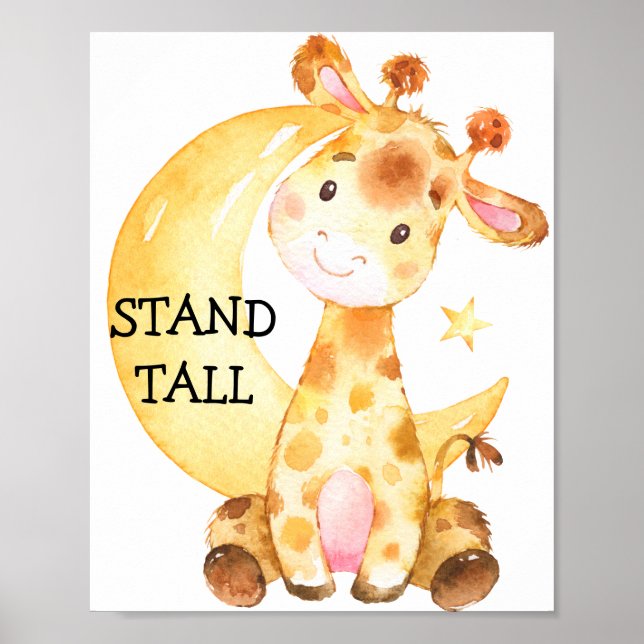 Affiche Giraffe Safari mignonne Citation Nursery Imprimer  (Devant)