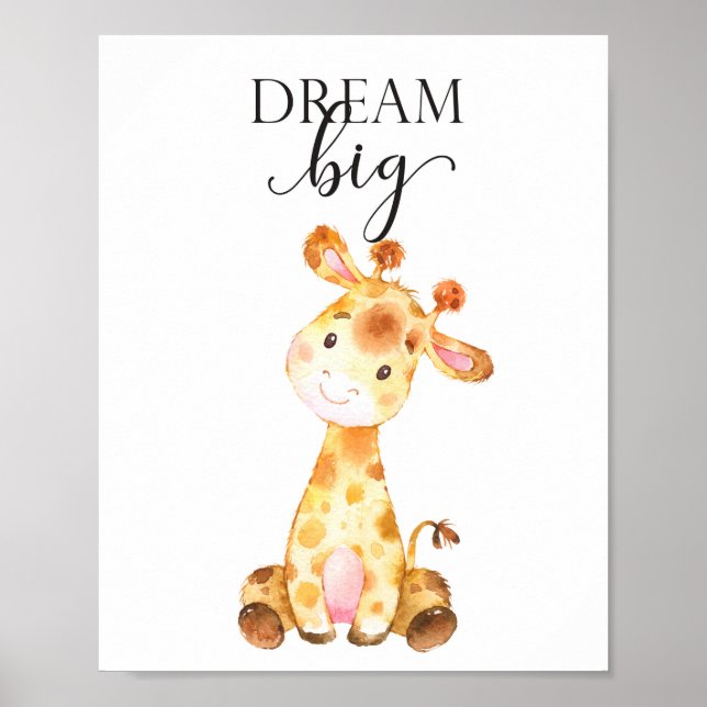 Affiche Giraffe Safari Nursery Wall Art Baby Cadeaux Anima (Devant)