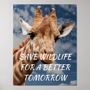 Affiche Giraffe, sauvez la faune pour un avenir meilleur