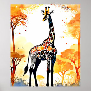 Affiche Giraffe Savannah Art