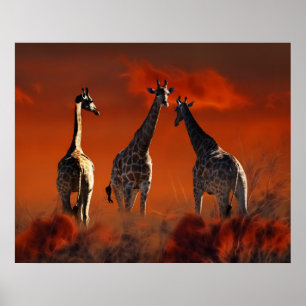 Affiche Giraffe série de la vie sauvage sud-africaine