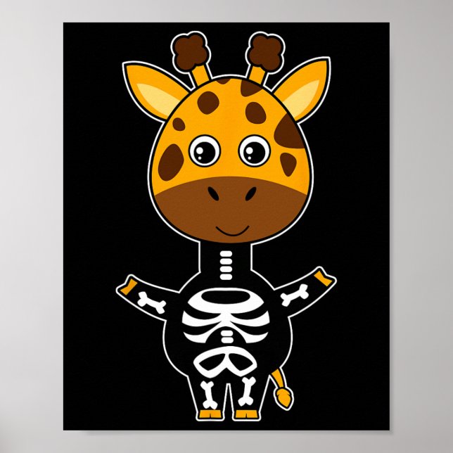 Affiche Giraffe Squelette Xray Costume mignon Halloween fa (Devant)