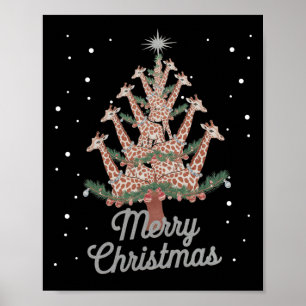 Affiche Giraffes Arbre de Noël Giraffe Arbre de Noël Joyeu