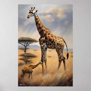 Affiche Giraffes Artstyle huile