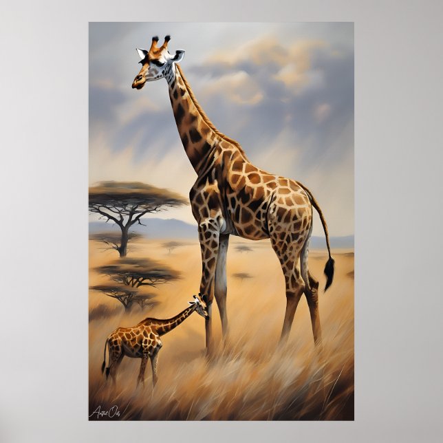 Affiche | Giraffes | Artstyle huile (Devant)