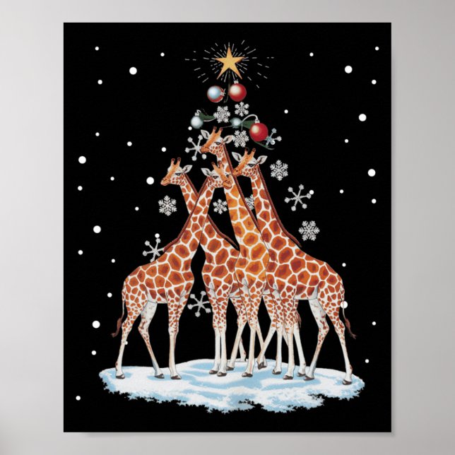 Affiche Giraffes Xmas Tree Giraffe Christmas Tree Merry Ch (Devant)