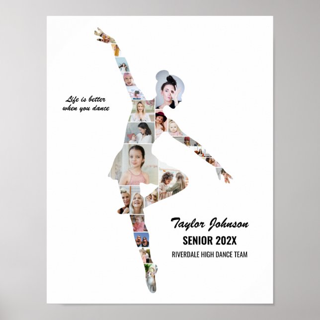 Affiche Girl Ballerina Ballet Dance Custom Photo Collage (Devant)