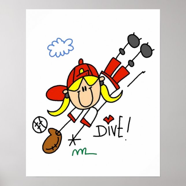 Affiche Girl Baseball Player Stick Figure (Devant)