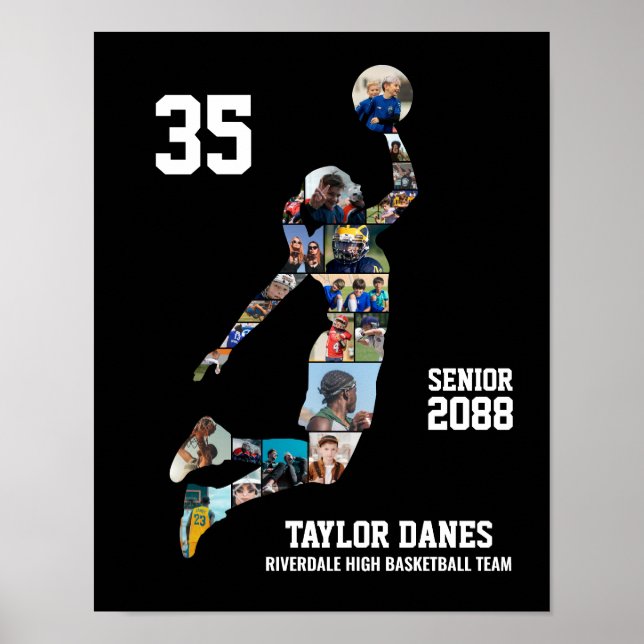 Affiche Girl Basketball Player Sports Senior Photo Collage (Devant)