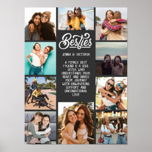 Affiche Girl Besties 10 photos texte personnalisé gris arr