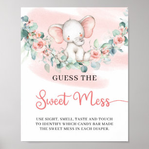 Affiche Girl Elephant Guess The Sweet Mess jeu signe