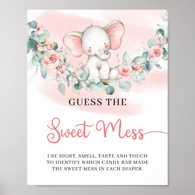 Affiche Girl Elephant Guess The Sweet Mess jeu signe (Devant)
