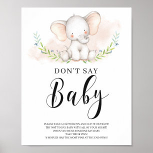Affiche Girl Elephant Ne pas dire Baby Sign Game Baby show