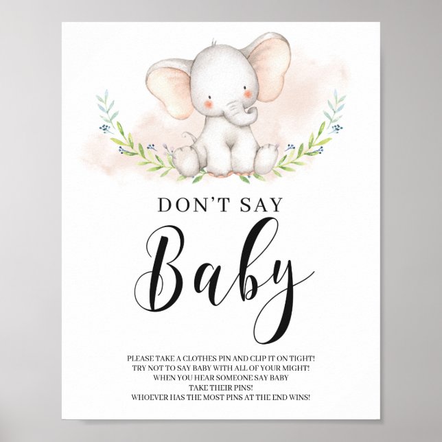 Affiche Girl Elephant Ne pas dire Baby Sign Game Baby show (Devant)