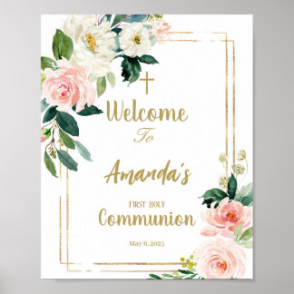 Affiche Girl First Communion Welcome Sign