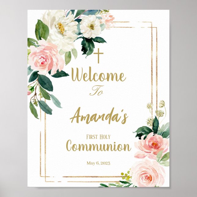Affiche Girl First Communion Welcome Sign (Devant)