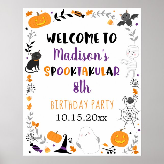 Affiche Girl Halloween Spooktacular Birthday Welcome Poste (Devant)
