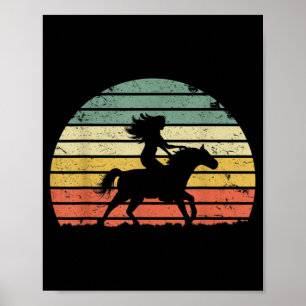 Affiche Girl Horse équitation Vintage Cowgirl Texas Ranc