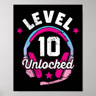 Affiche Girl Level 10 jeu vidéo déverrouillé 10e anniversa