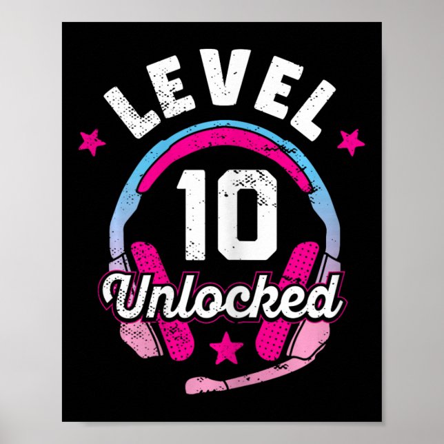 Affiche Girl Level 10 jeu vidéo déverrouillé 10e anniversa (Devant)
