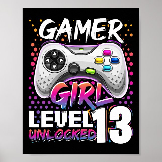 Affiche Girl Level 13 Déverrouillé Jeu vidéo 13e anniversa (Devant)