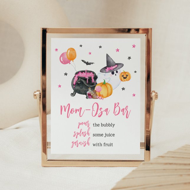 Affiche Girl Little Boo Ghost Baby shower Maman Osa Bar (Ghost Halloween Baby Shower Mom Osa Bar Sign)
