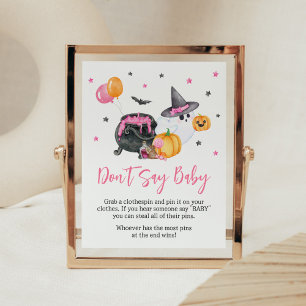 Affiche Girl Little Boo Ghost Baby shower Ne pas dire bébé