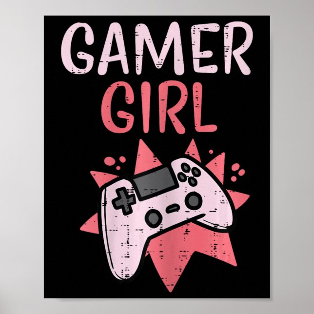 Affiche Girl Pink Game Controller Cute Video Gaming Femmes (Devant)