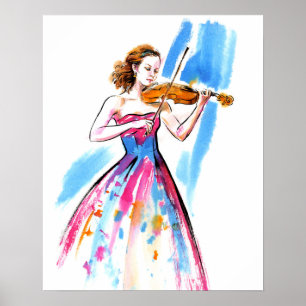 Affiche Girl playing the violin