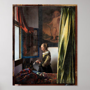 Affiche Girl Reading a Letter à Open Window, Vermeer