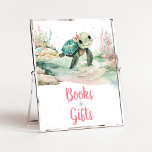 Affiche Girl Sea Turtle Baby showers Livres et cadeaux<br><div class="desc">Faites de votre événement un événement spécial avec ce Baby shower Under The Sea avec notre joli et mignon livre et cadeau imprimé avec l'adorable thème Baby shower de tortue de mer. Téléchargez,  personnalisez et créez des souvenirs durables avec cette touche parfaite pour votre fête joyeuse ! BS832</div>