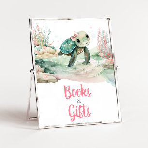 Affiche Girl Sea Turtle Baby showers Livres et cadeaux