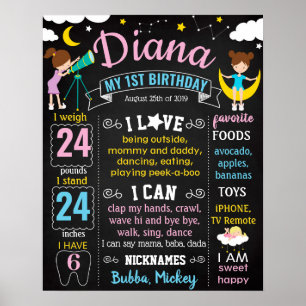 Affiche Girl Star contemple scintillant petite étoile Anni