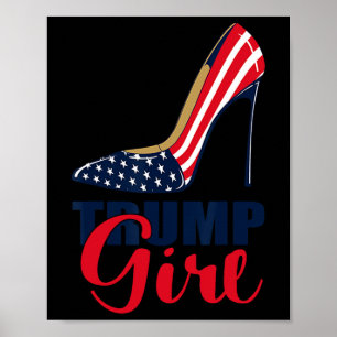 Affiche Girl Stilettos High Heel drapeau américain Trump 2