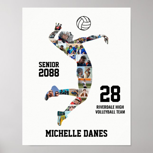Affiche Girl Volleyball Player Custom Sports Photo Collage (Devant)